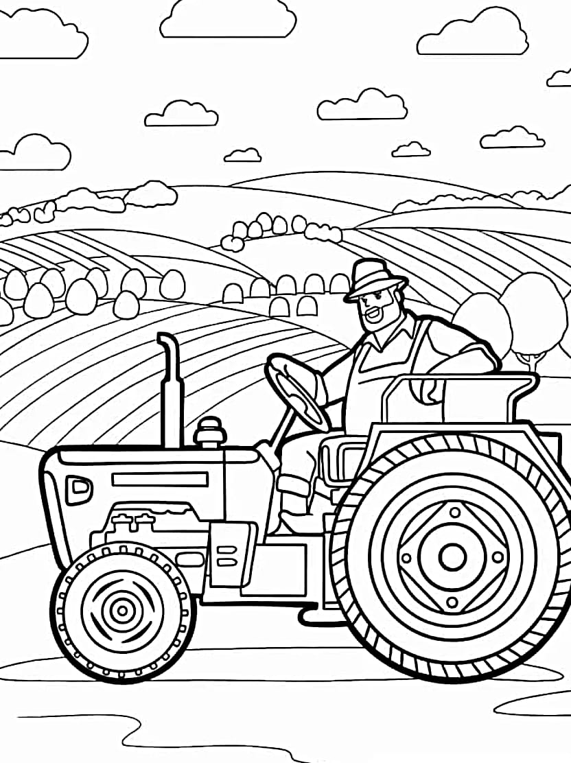 Coloriage Tracteur Pour Les Enfants Curieux Du Travail De Ferme