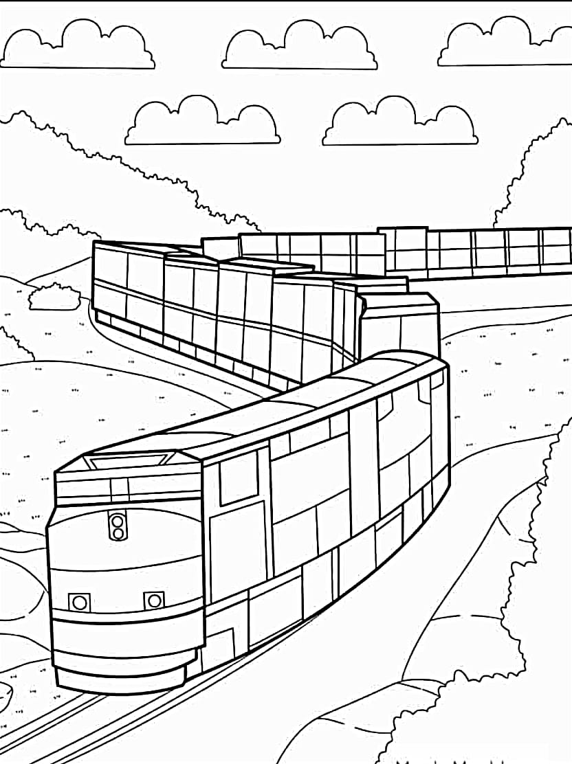 Coloriage Train Avec Locomotive Pour Les Jeunes Artistes