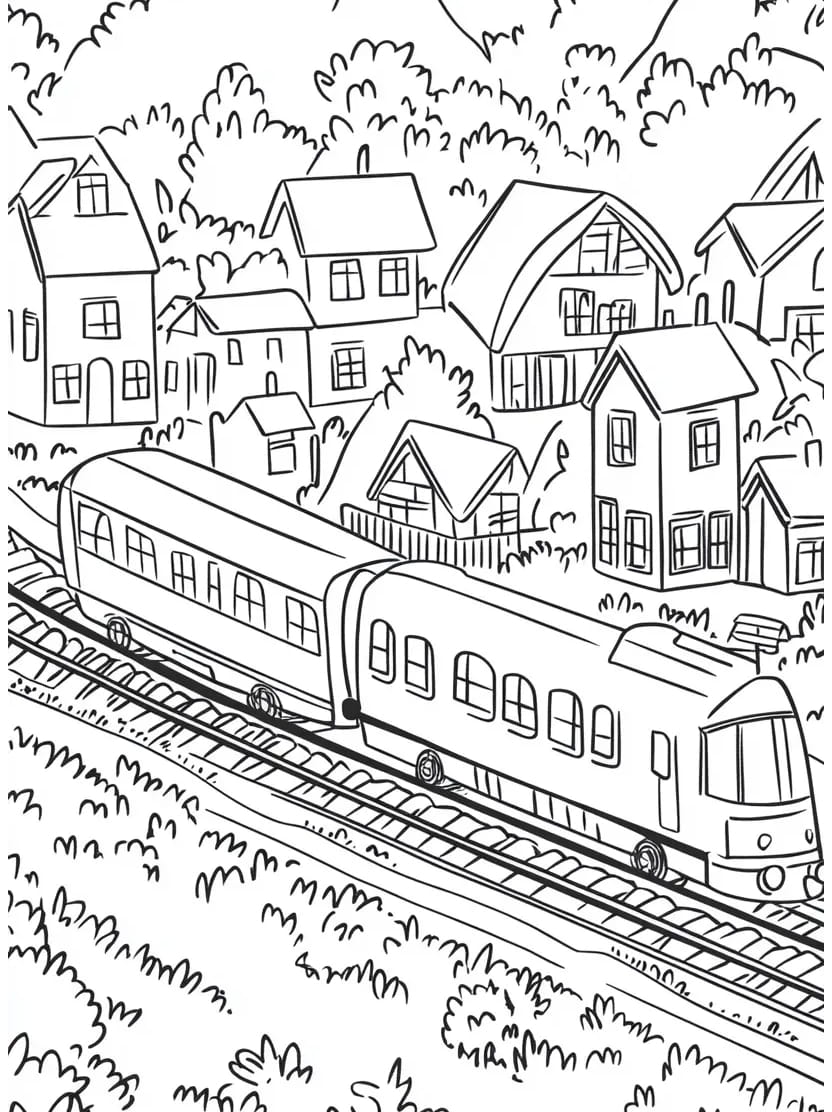 Coloriage Train Pour Les Amateurs De Paysages De Rails