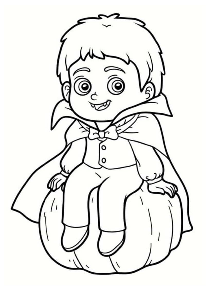 Coloriage Vampire En Costume D Halloween