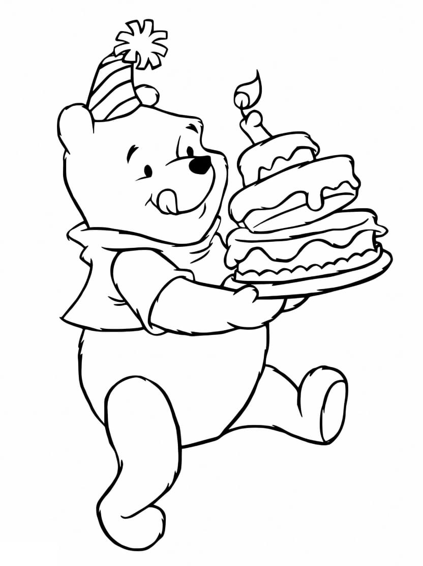 Coloriage Winnie L Ourson Anniversaire