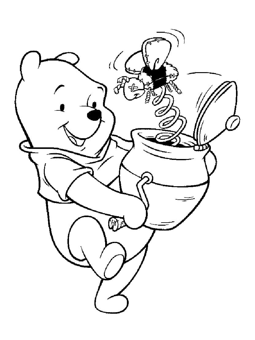 Coloriage Winnie L Ourson Et Pot De Miel