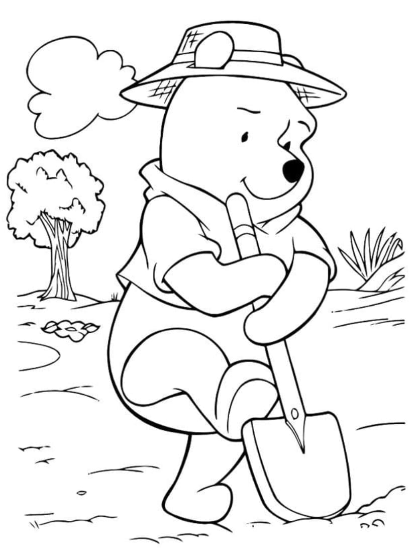 Coloriage Winnie L Ourson Jardinant