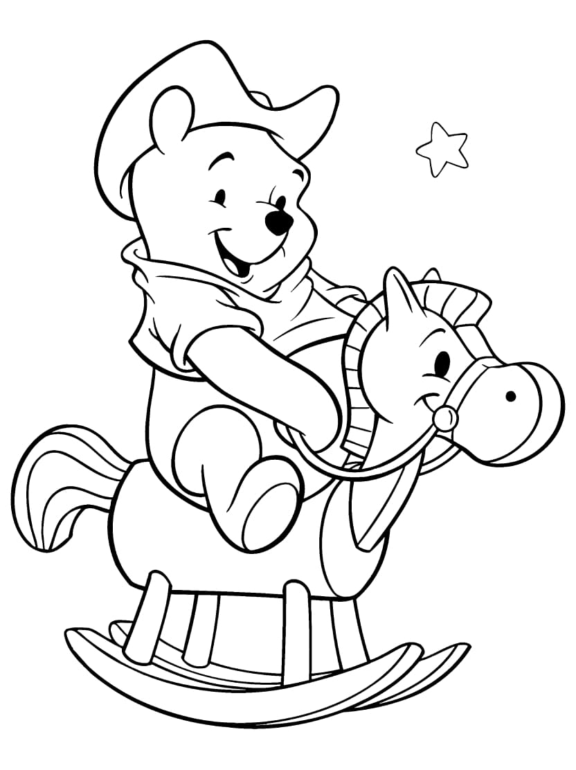 Coloriage Winnie L Ourson Sur Cheval