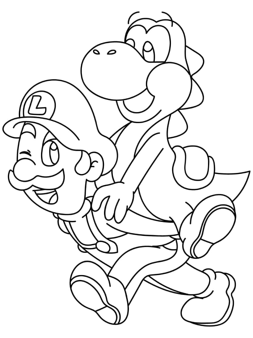 Coloriage Yoshi Avec Lugi