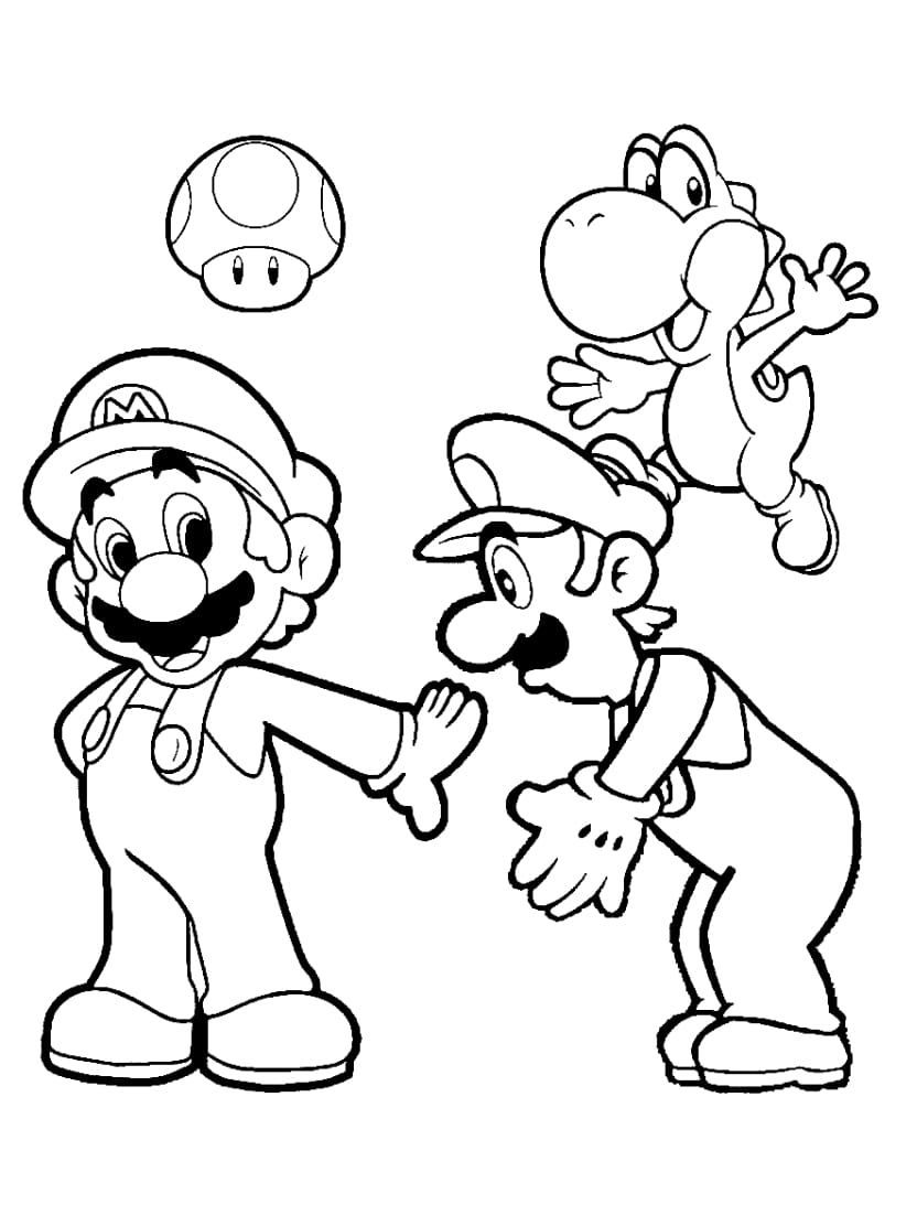 Coloriage Yoshi Avec Mario