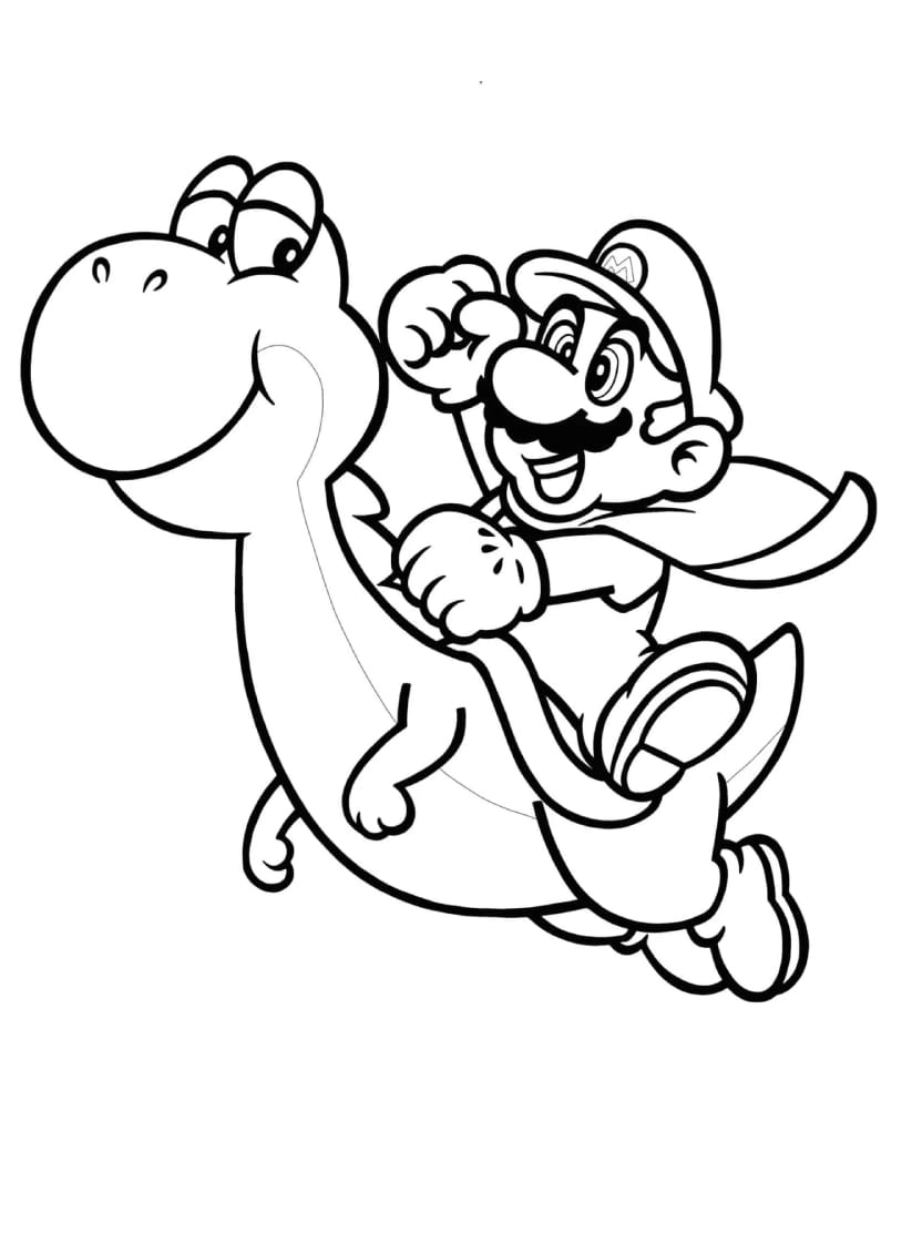 Coloriage Yoshi Avec Son Ami