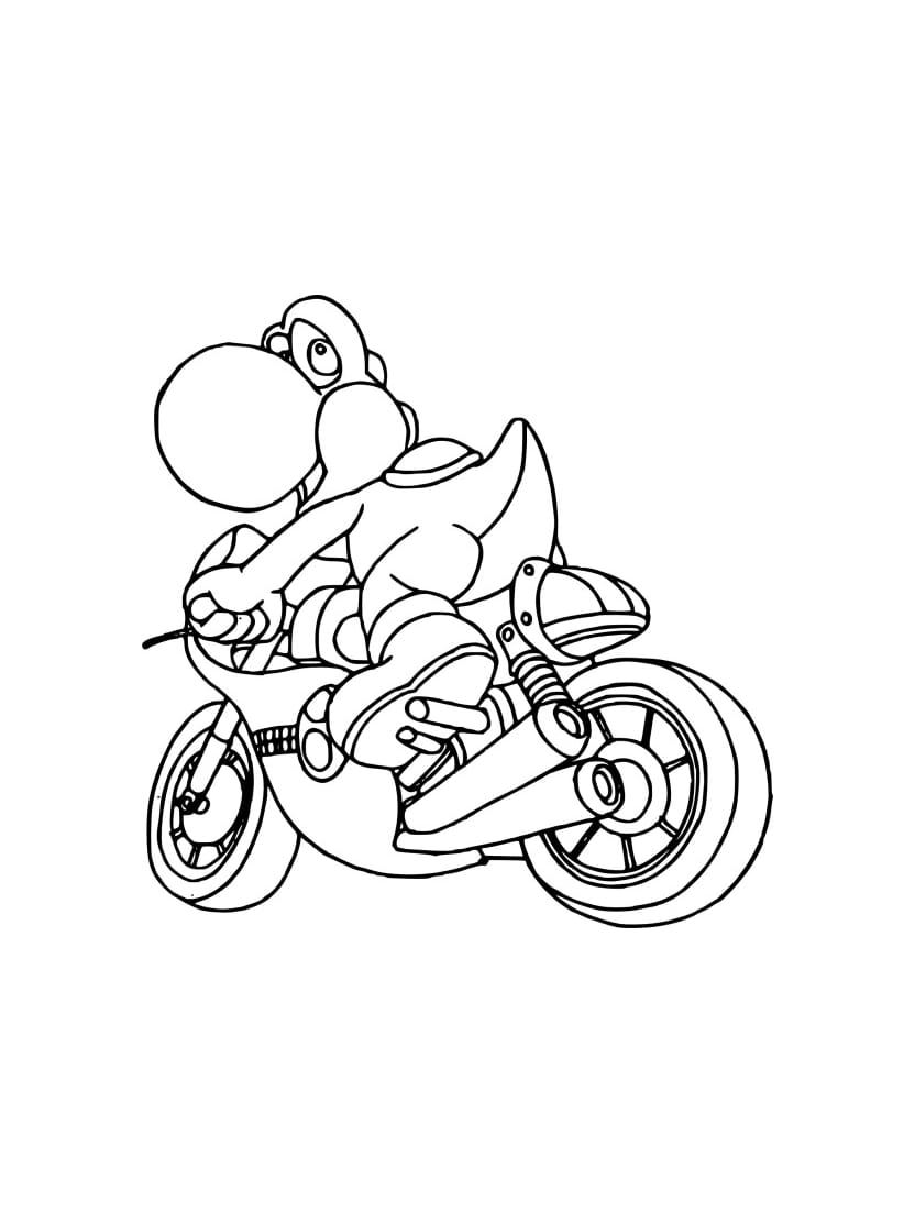 Coloriage Yoshi Conduisant Une Voiture