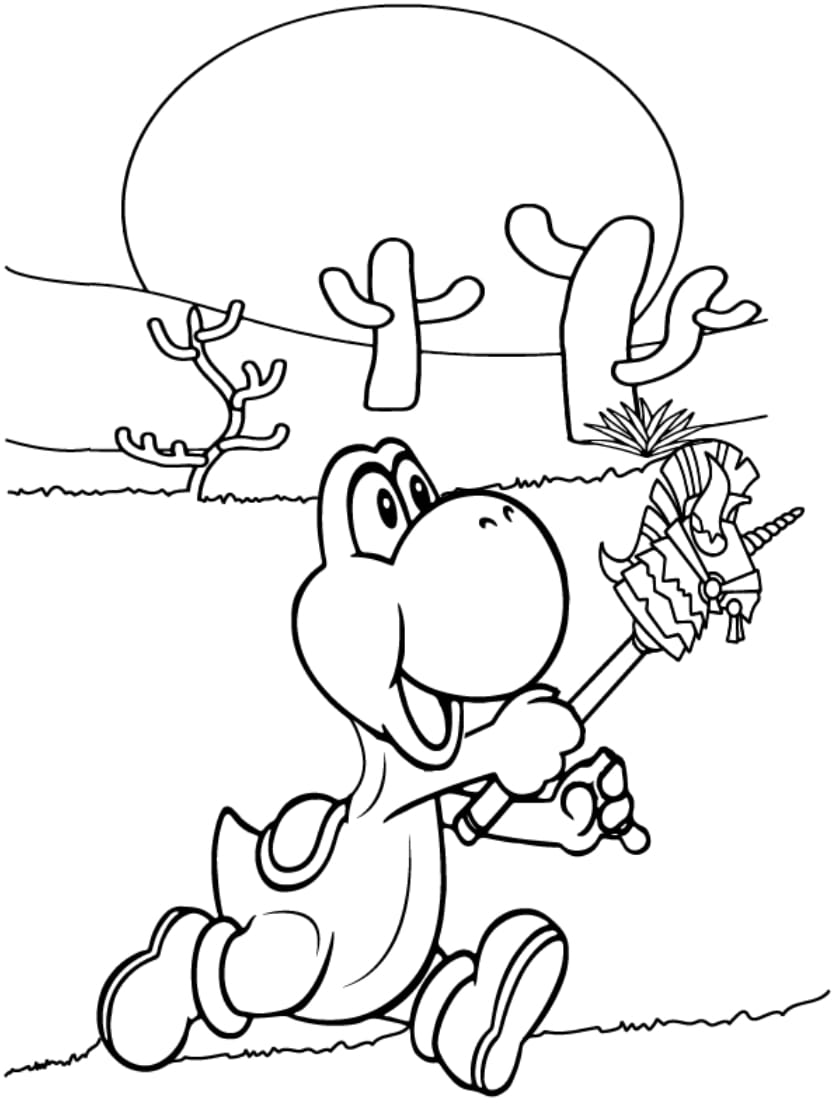 Coloriage Yoshi Dans Le Desert