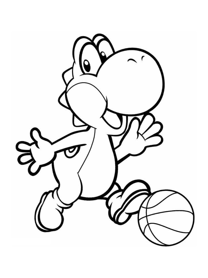 Coloriage Yoshi En Train De Jouer Au Ballon