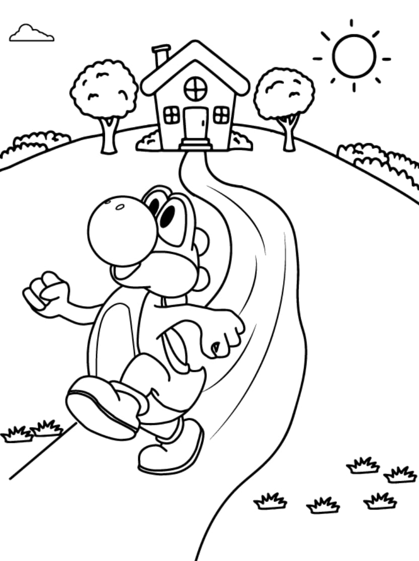 Coloriage Yoshi Sur Le Chemin Du Retour