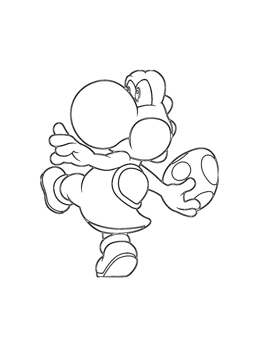 Coloriage Yoshi Tenant Un Oeuf