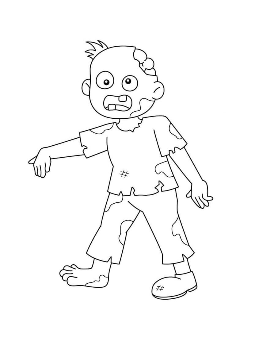 Coloriage Zombie Amusant A Realiser