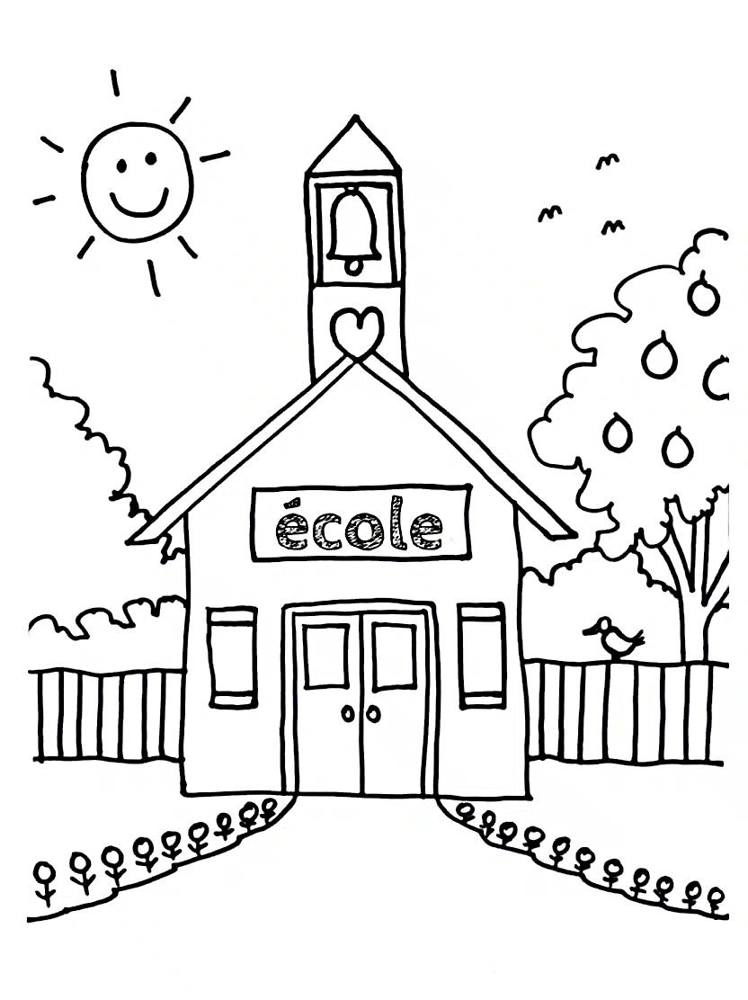 Coloriage Ecole Pour Enfants Pleine De Creativite