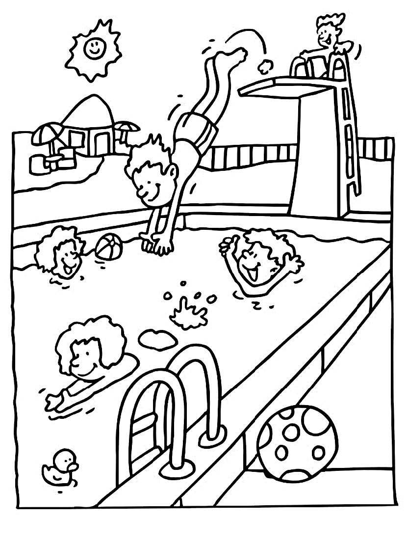 Coloriage Piscine Pour Enfants Plein De Couleurs