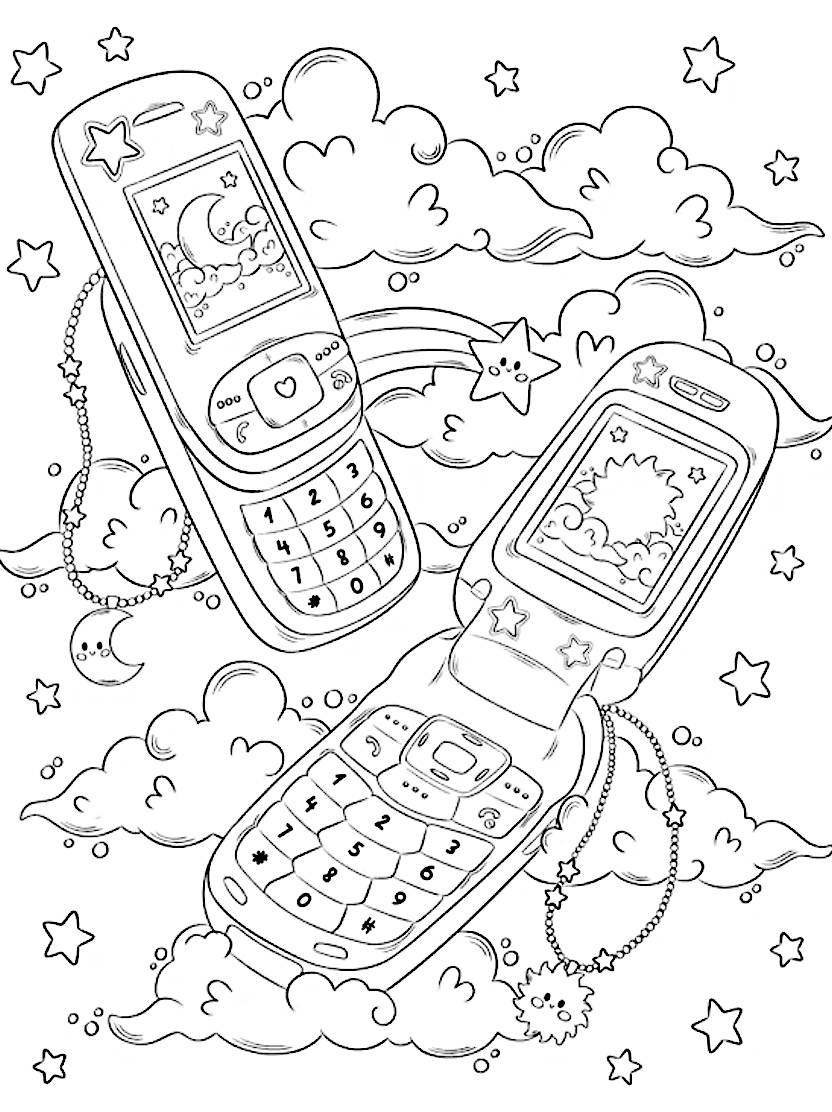 Coloriage Telephone Amusant Pour Les Enfants Qui Aiment La Technologie