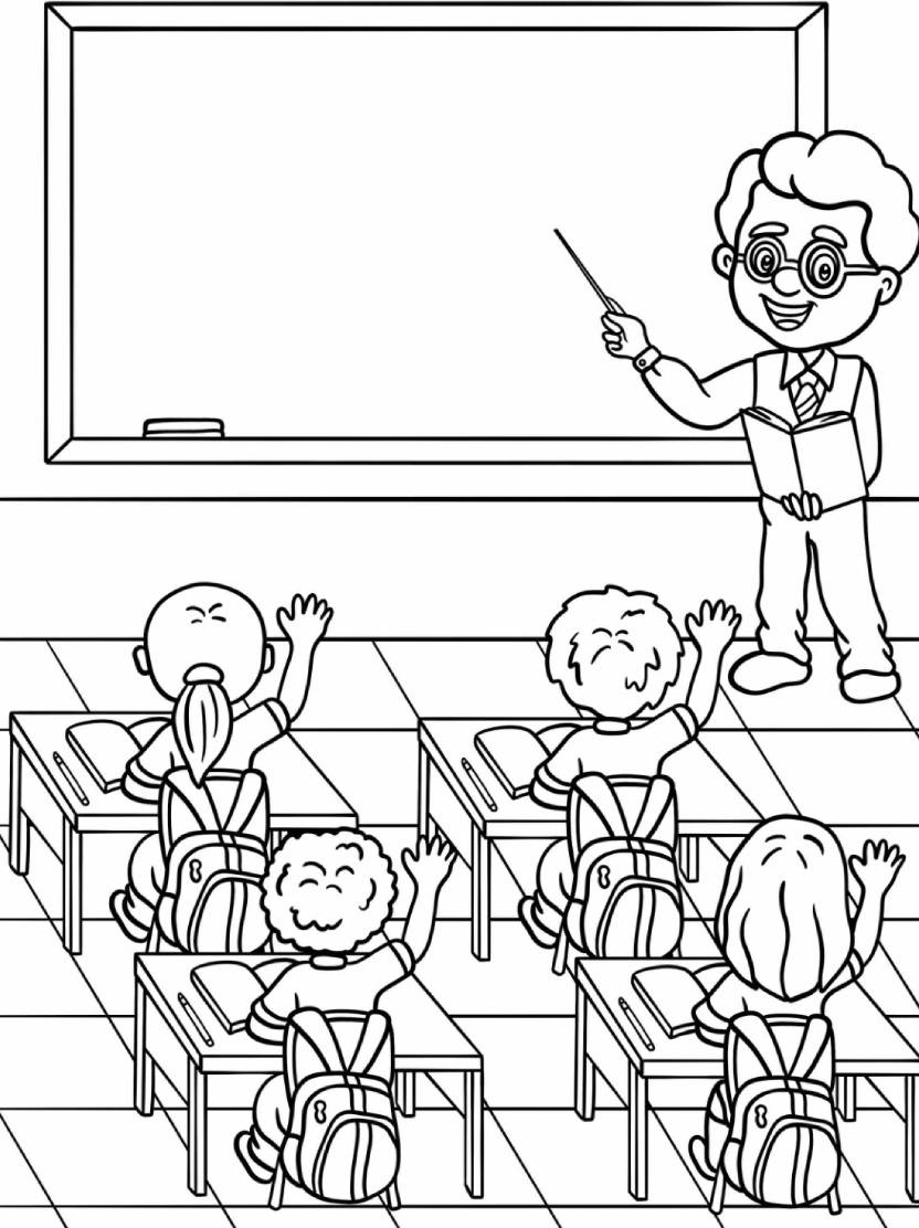 Dessin Coloriage Ecole Amusant Pour Petits Artistes