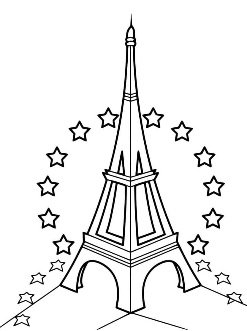 Dessin Coloriage Tour Eiffel Plein De Couleurs