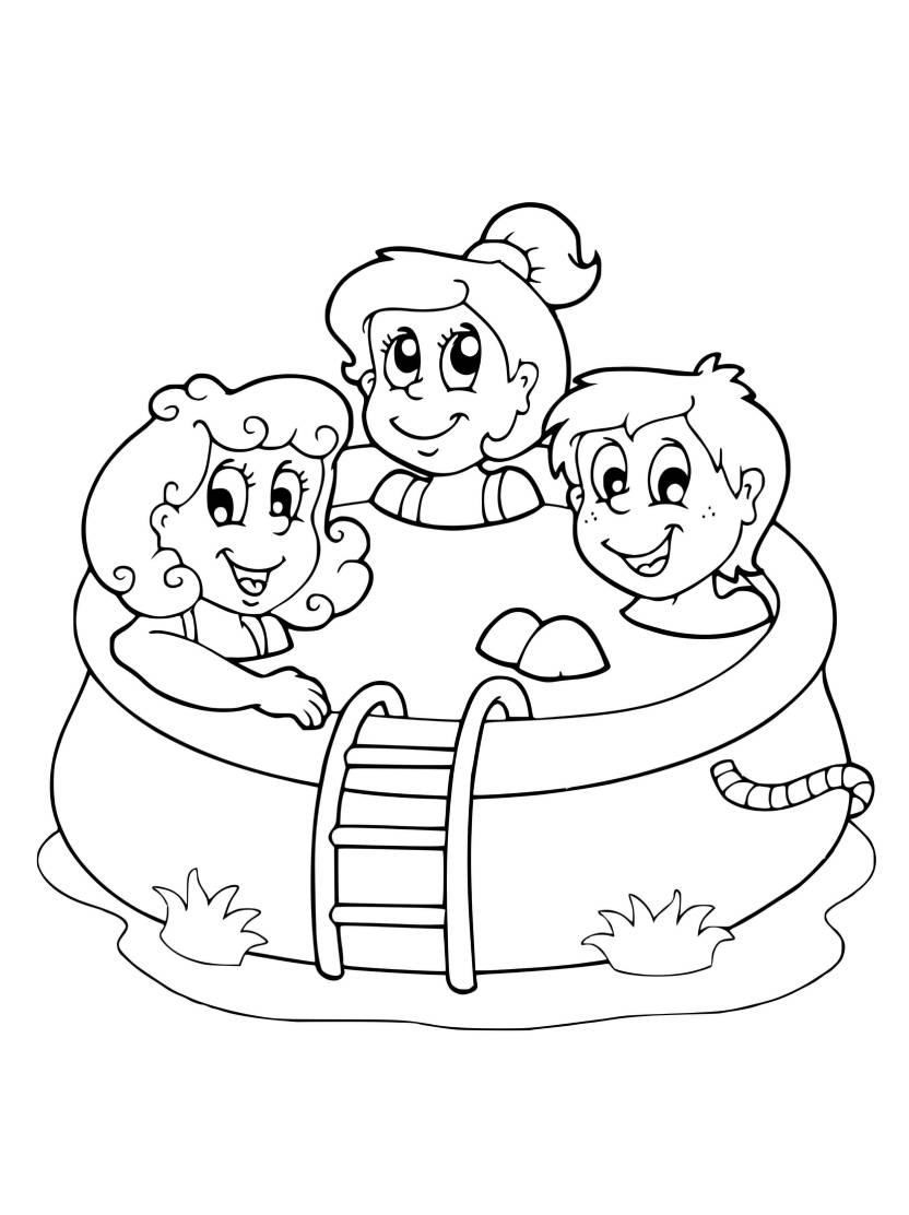 Image Coloriage Piscine Simplifiee Pour Enfants