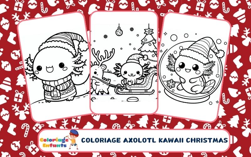 Coloriage Axolotl Kawaii Christmas