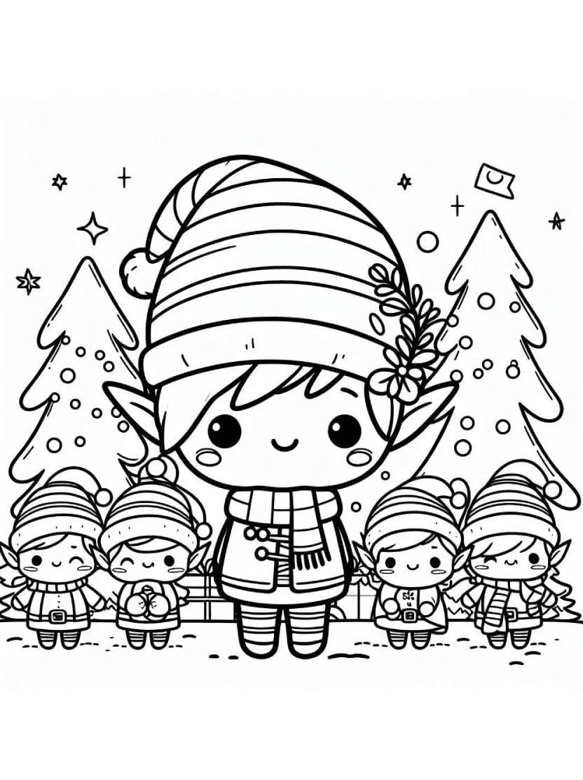 Coloriage Christmas Elves Beau Et Etincelant