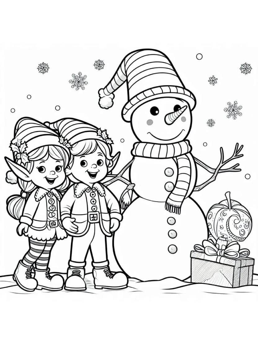 Coloriage Christmas Elves Special Pour Enfants