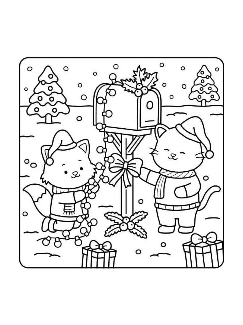 Coloriage Comfy Christmas Mignon Et Festif Pour Les Enfants