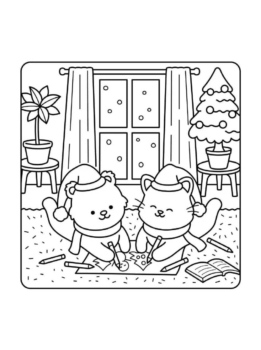 Coloriage Comfy Christmas Pour Une Ambiance Festive Et Chaleureuse