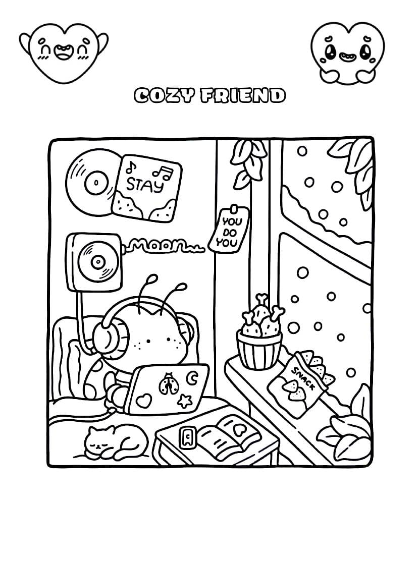 Coloriage Cozy Friend Amusant Facile A Imprimer