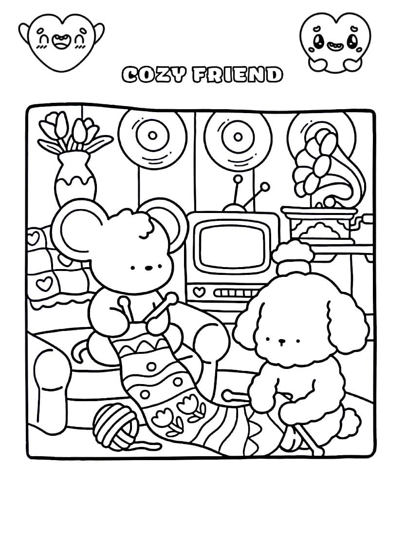 Coloriage Cozy Friend Avec Des Dessins Doux Et Admirables