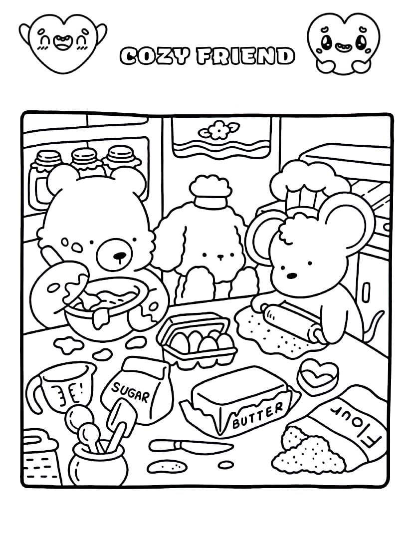 Coloriage Cozy Friend Charmant Et Facile A Utiliser