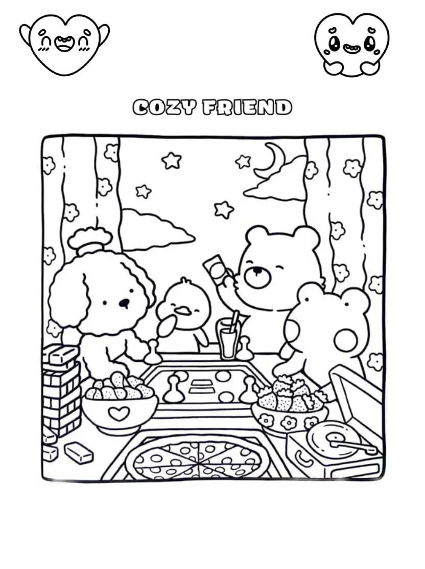 Coloriage Cozy Friend Plein De Couleurs Et De Joie