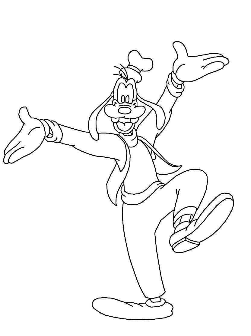 Coloriage Goofy Simple Et Rigolo A Imprimer En Ligne