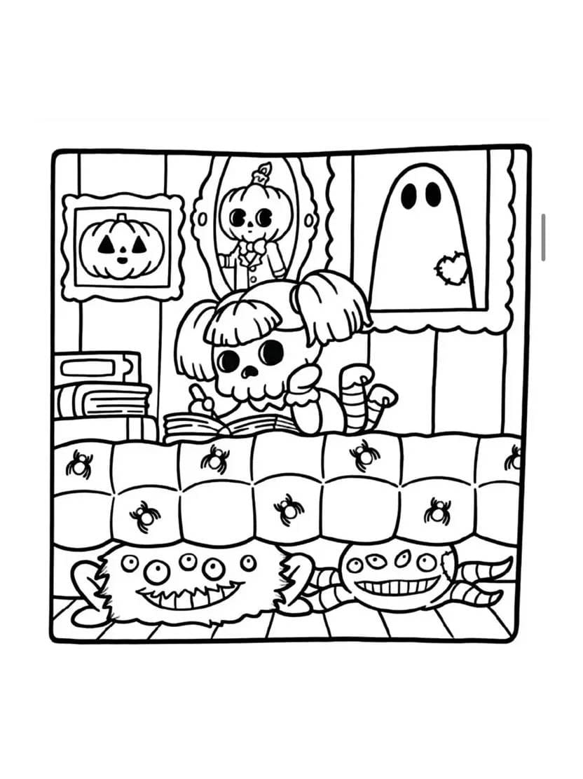 Coloriage Spooky Cutie Facile A Imprimer Et Colorier