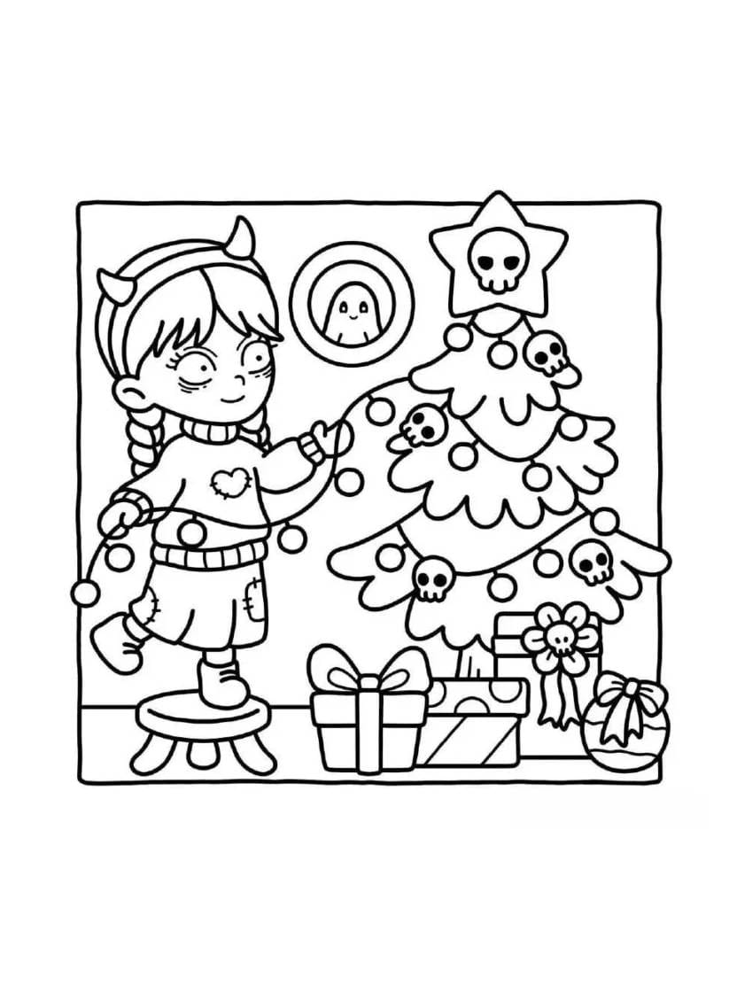 Coloriage Spooky Xmas Avec Des Elements Etranges