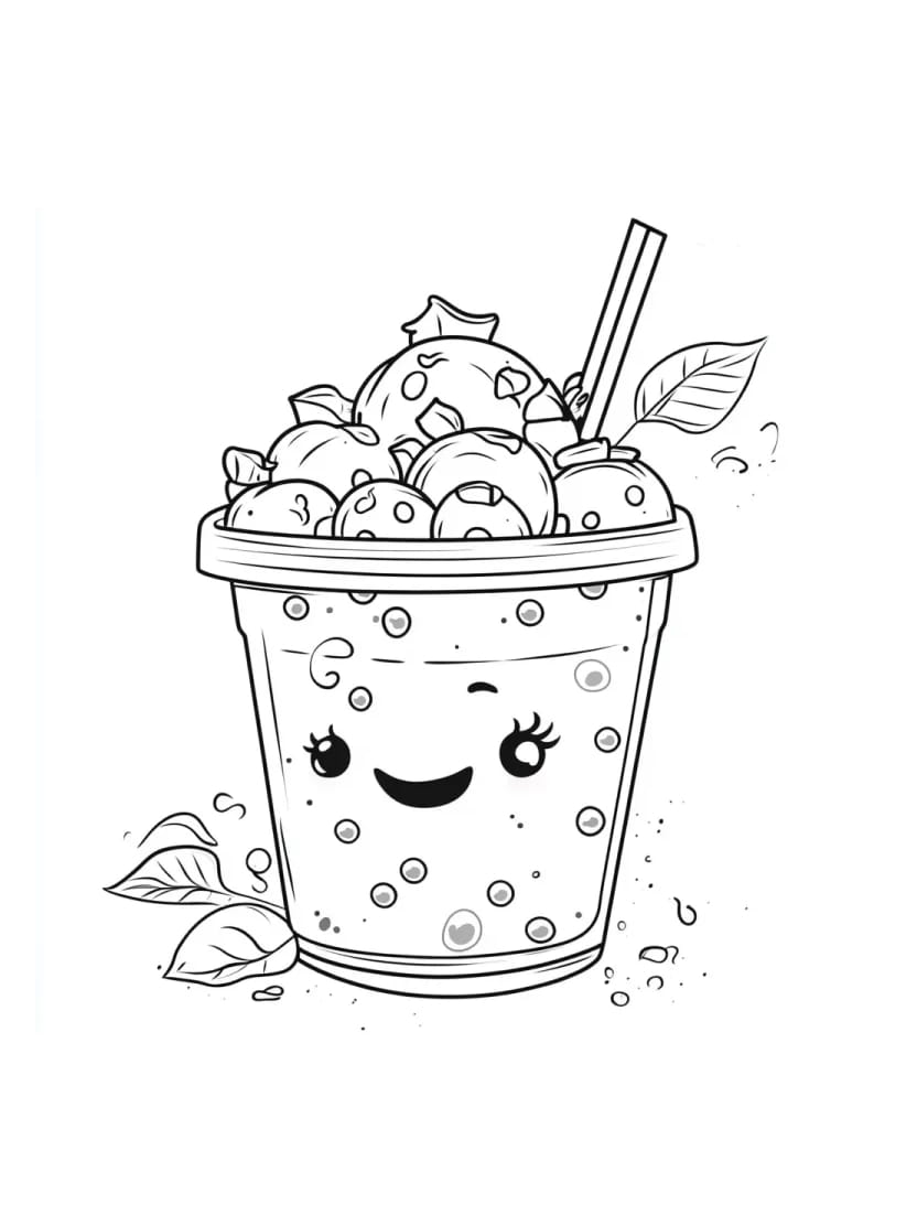 Coloriage Bubble Tea Doux Et Sucre A Dessiner Facilement