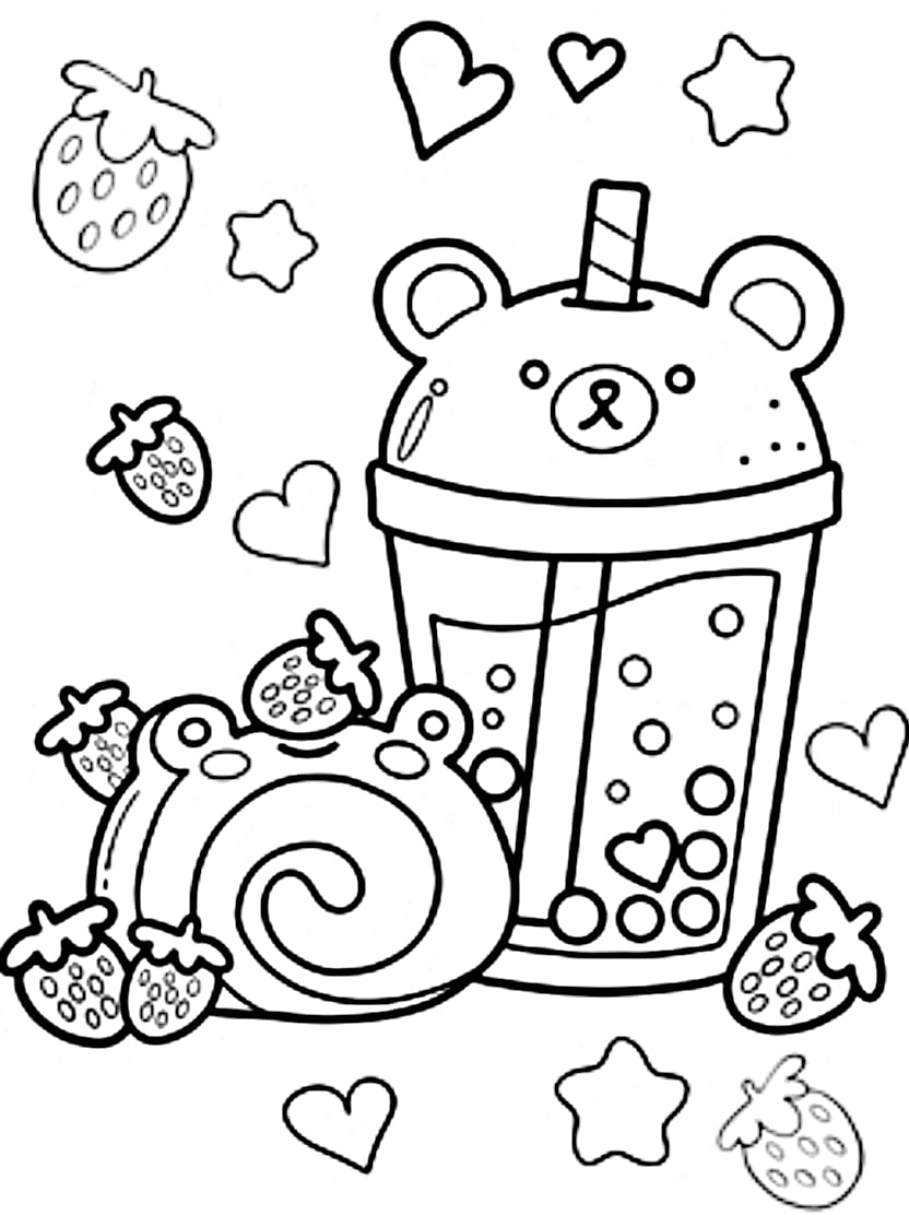 Coloriage Bubble Tea Facile Et Realistique Pour Enfants