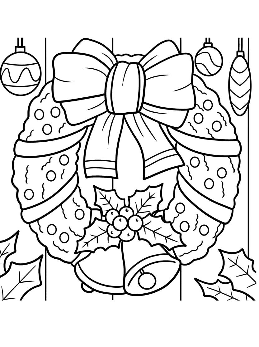 Coloriage Couronne De Noel A Imprimer Gratuitement Pour Les Enfants