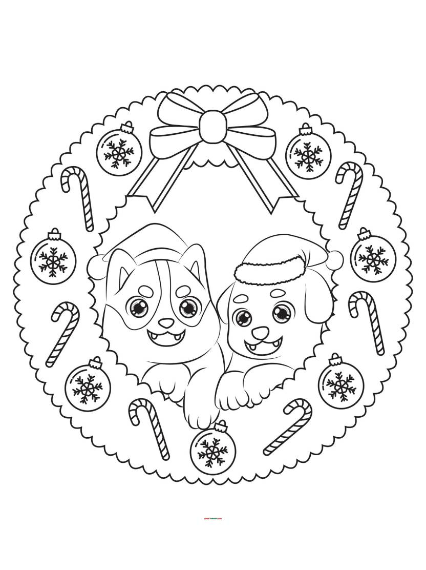 Coloriage Couronne De Noel Pour Deux Mains Creatives