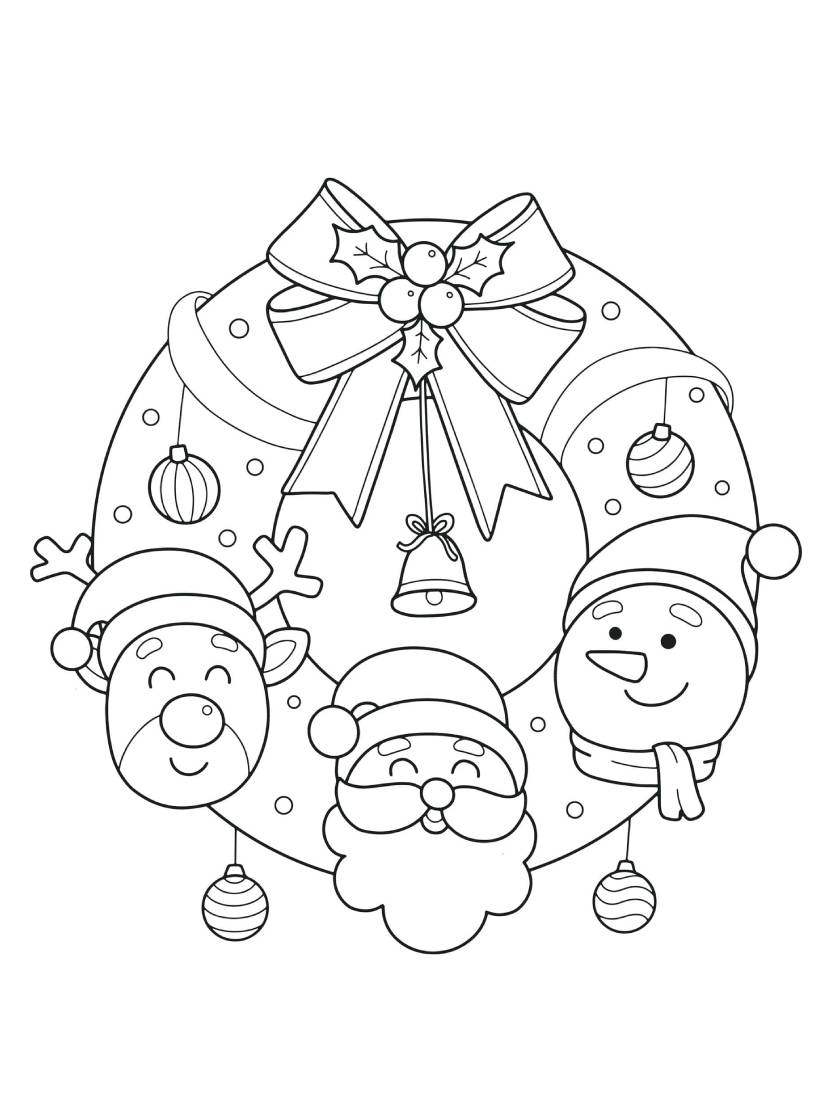 Coloriage Couronne De Noel Pour Les Enfants Festifs