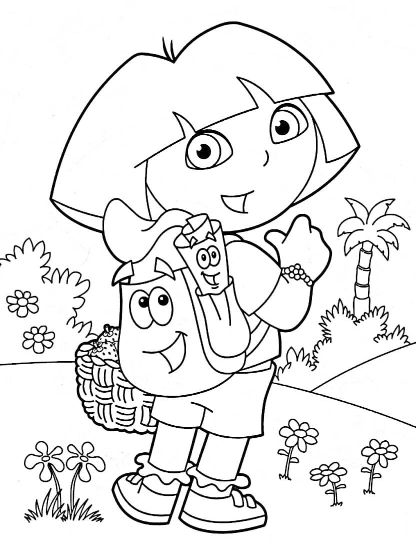 Coloriage Dora The Explorer Avec Scenes Aventureuses