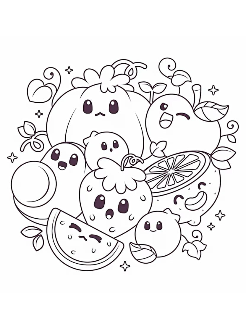 Coloriage Fruits Avec Des Dessins Realistes