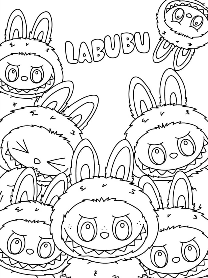 Coloriage Labubu Avec Des Personnages Droles