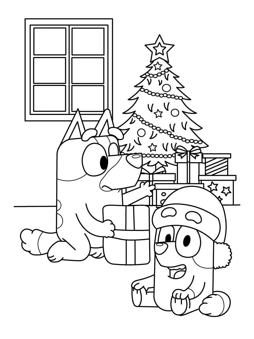 Coloriage Noel Bluey Droles Et Adaptes A Tous Les Ages