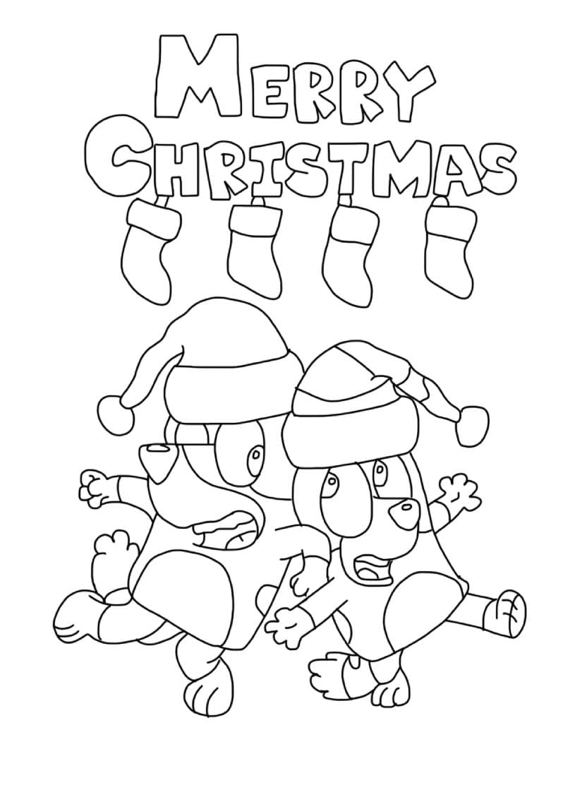 Coloriage Noel Bluey Pour Partager Des Moments Ludiques