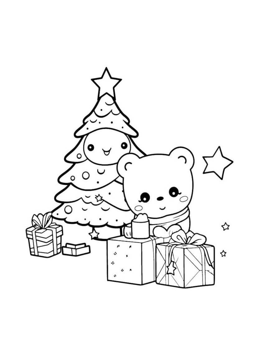 Coloriage Noel Kawaii Pour Un Hiver Feerique