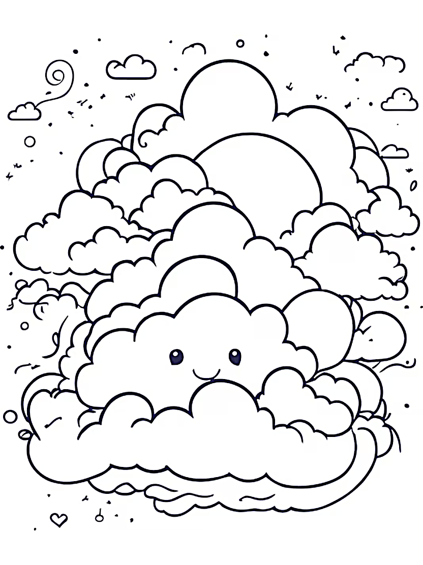 Coloriage Nuage Trop Mignon Pour Enfants