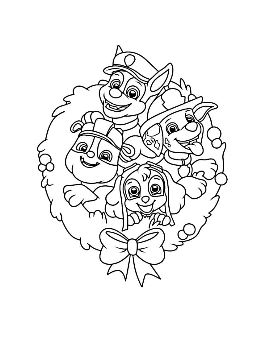 Coloriage Pat Patrouille Noel Parfait Pour Partager Des Rigoles