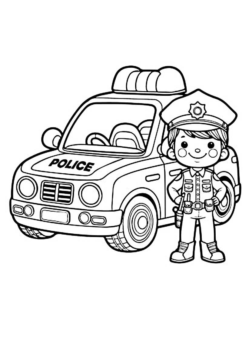 Coloriage Police Dans La Ville Pour Enfants