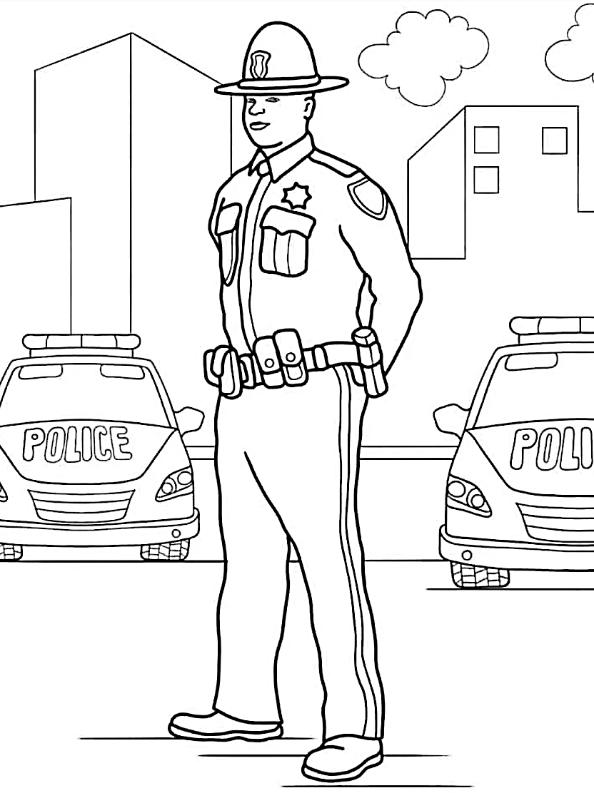 Coloriage Police Et Patrouille Urbaines